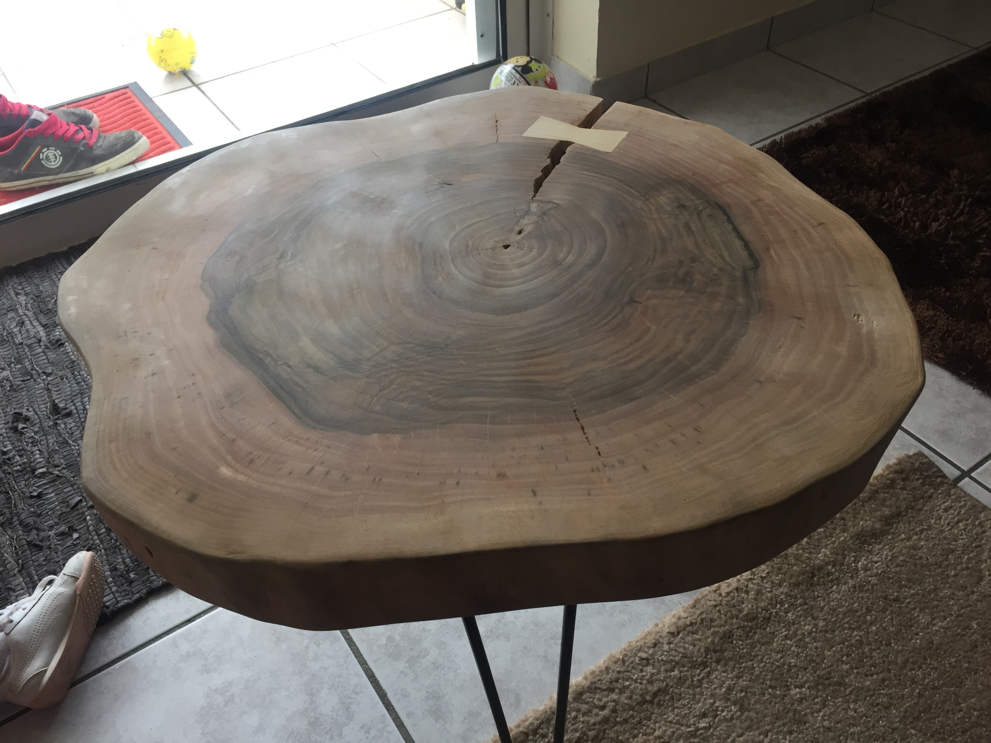 Top view of the finished table surface after oiling